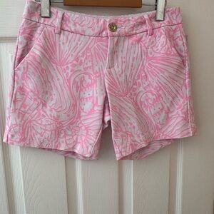 Lilly Pulitzer Jayne knit pelican pink Sea cup shorts size 0 fit larger